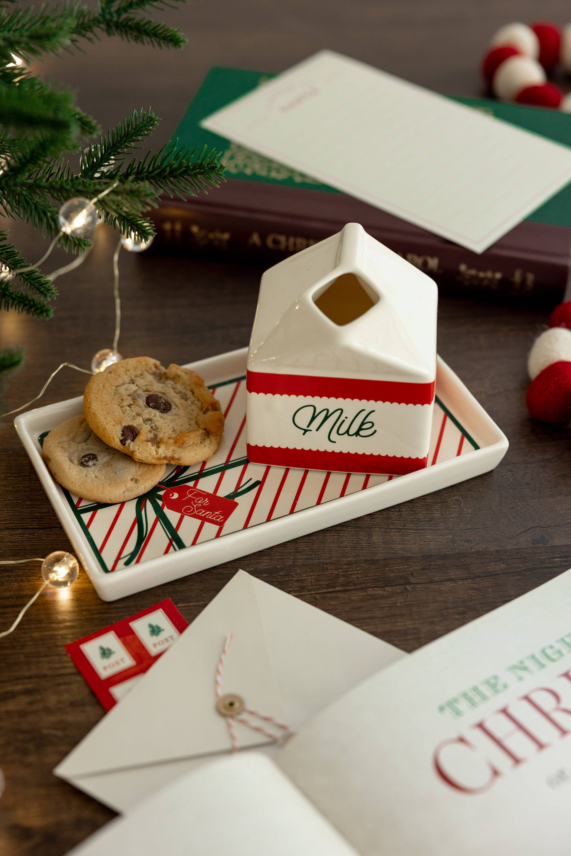 Milk & Cookies for Santa ceramic set with tray and jug