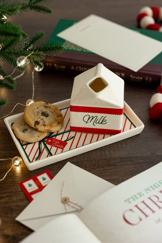 Milk & Cookies for Santa ceramic set with tray and jug