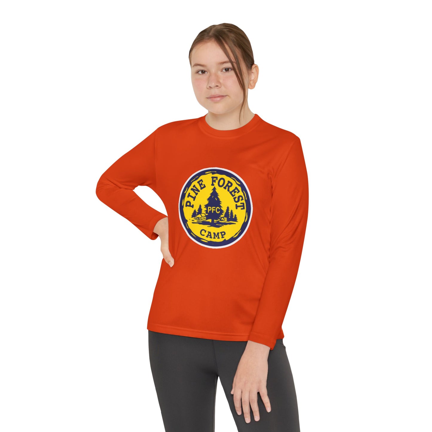 Youth Long Sleeve Tee - Pine Forest Camp Patch Design