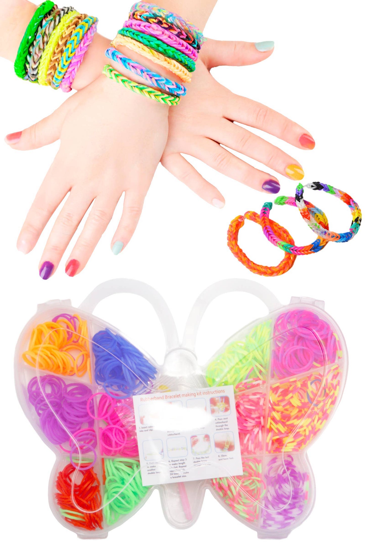 “Flutter & Weave” 🦋 Kids Butterfly Case Rubber Band Loom Bracelet Kit