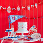 Bright and playful summer-themed paper plates for 4th of July and pool parties.