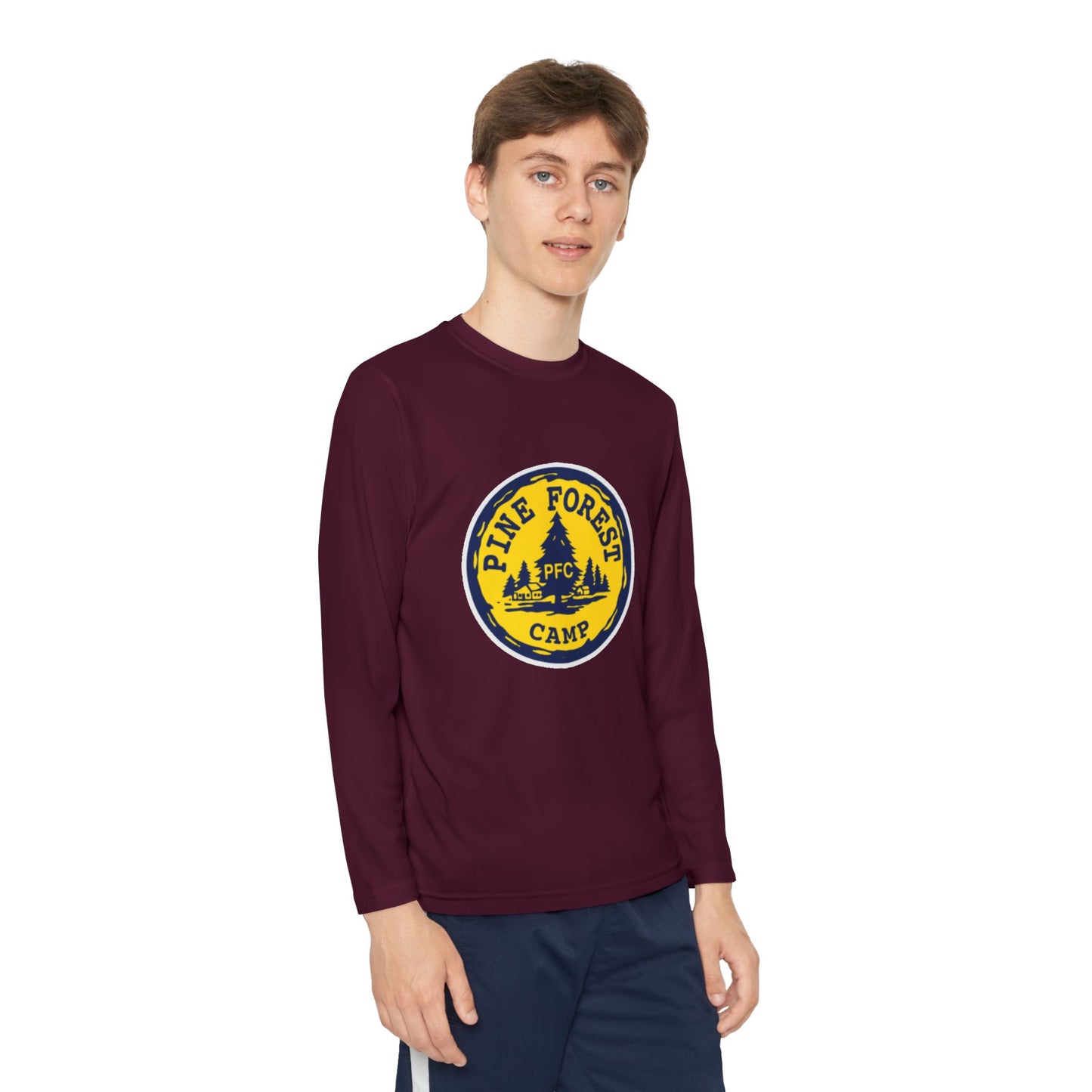 Youth Long Sleeve Tee - Pine Forest Camp Patch Design
