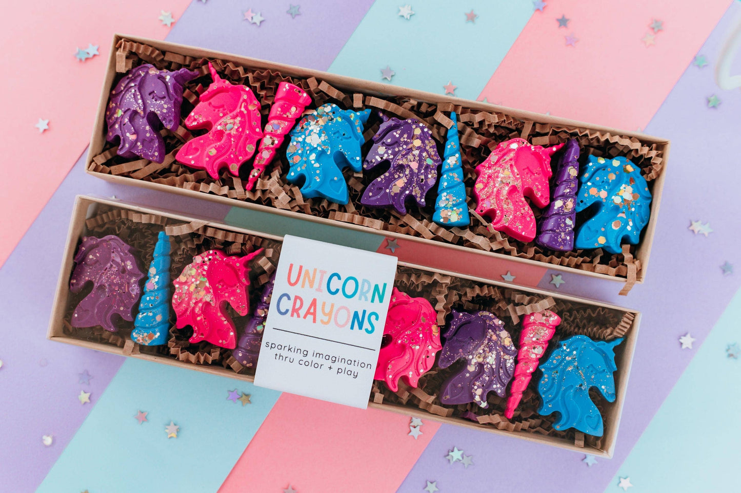 Fun unicorn crayons for Easter basket filler