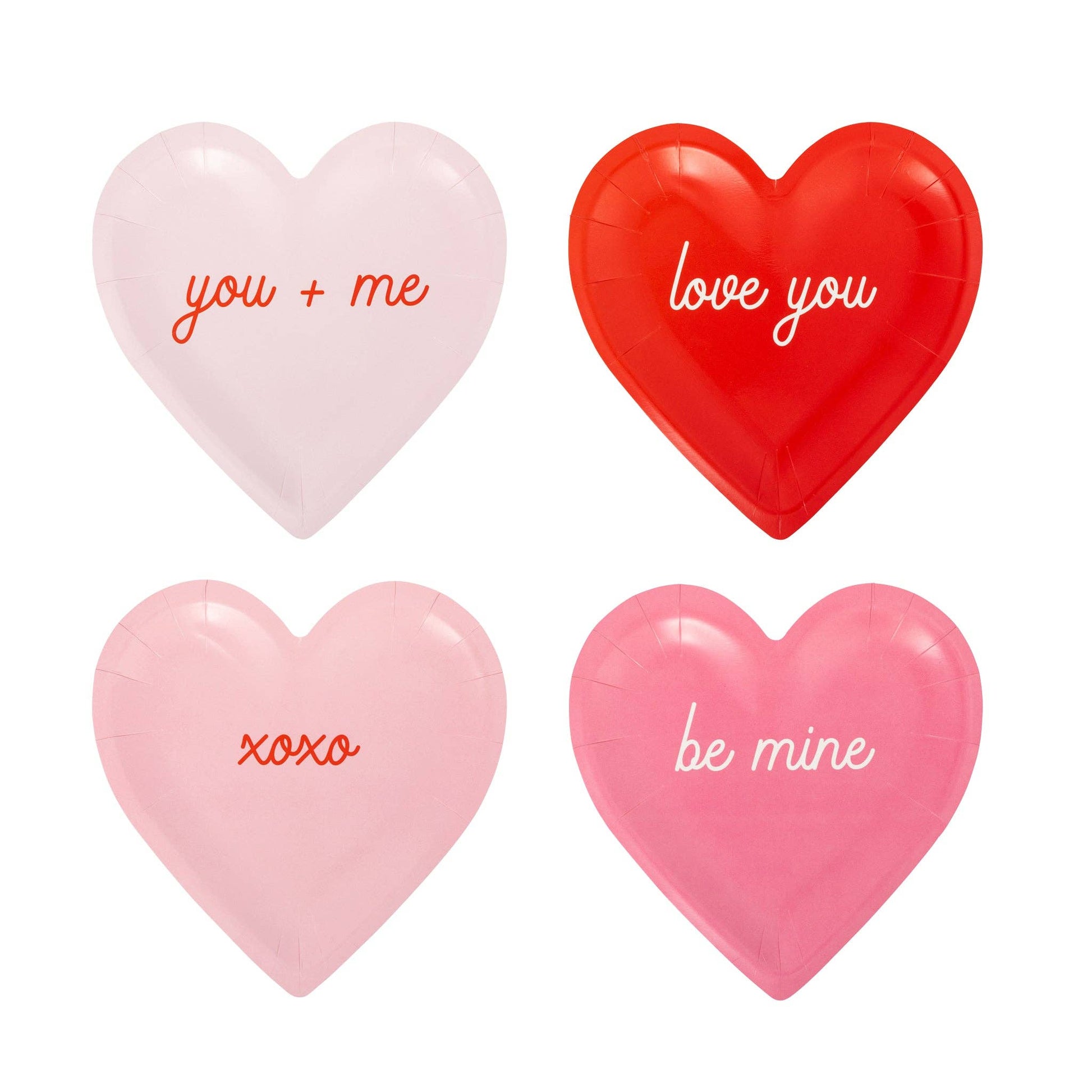 Conversation heart–shaped Valentine plates