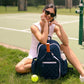 “Carpe Dinkum!” 🥒 Pickleball Time Backpack: Quilted Navy White
