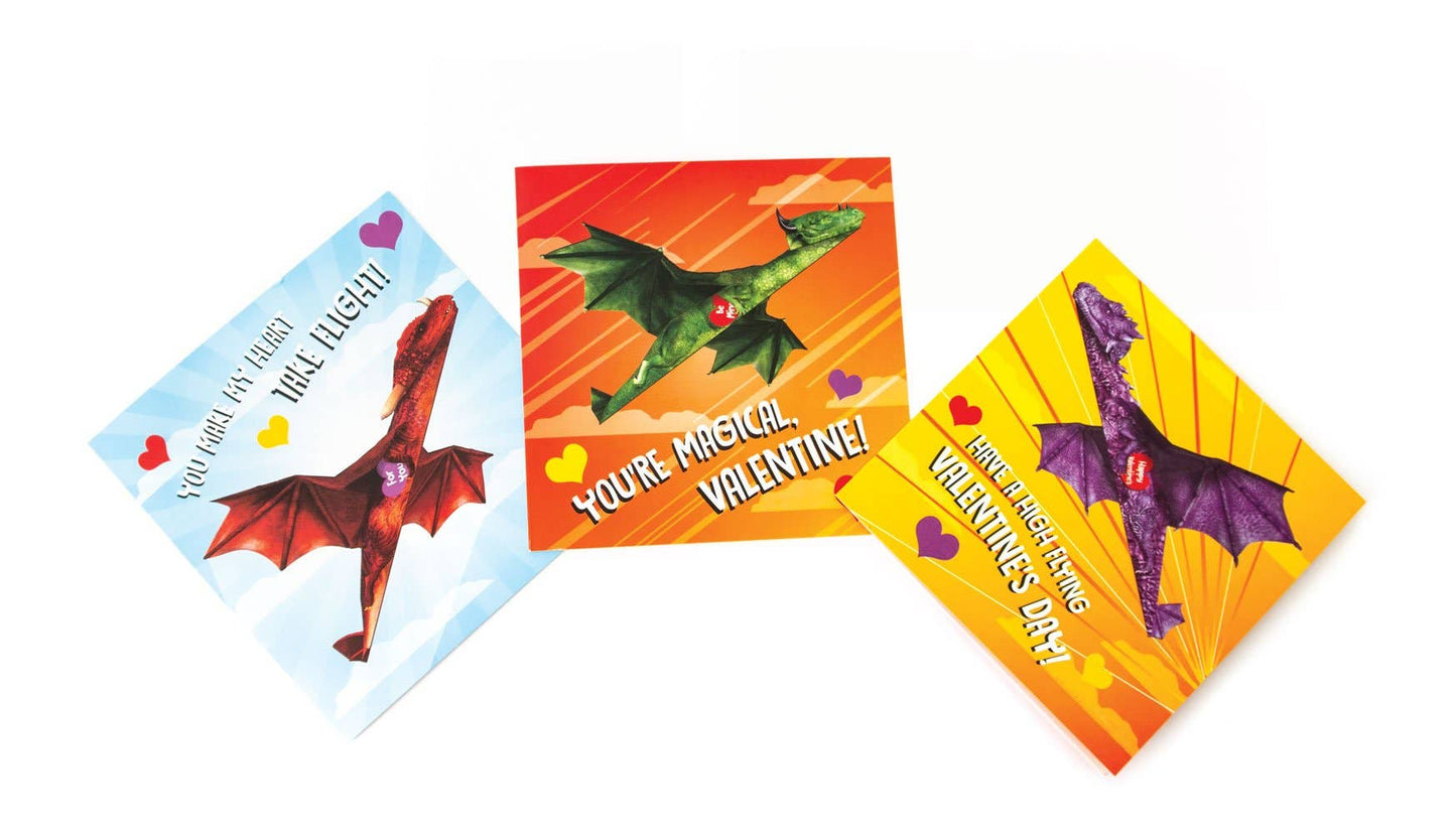 Classroom Valentine set with dragon flying toys