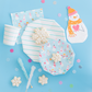 Pastel winter lunch napkins with snowman and rose gold foil accents, 16 count