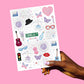 Iridescent Swiftie tattoos on 2 colorful sheets