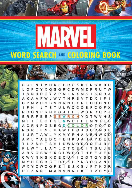 Marvel Comics word search and coloring book cover