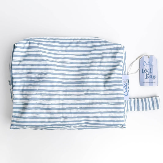 "Everything Wet" 💦 Brush Stripes Blue Wet Bag by Calla & Friends