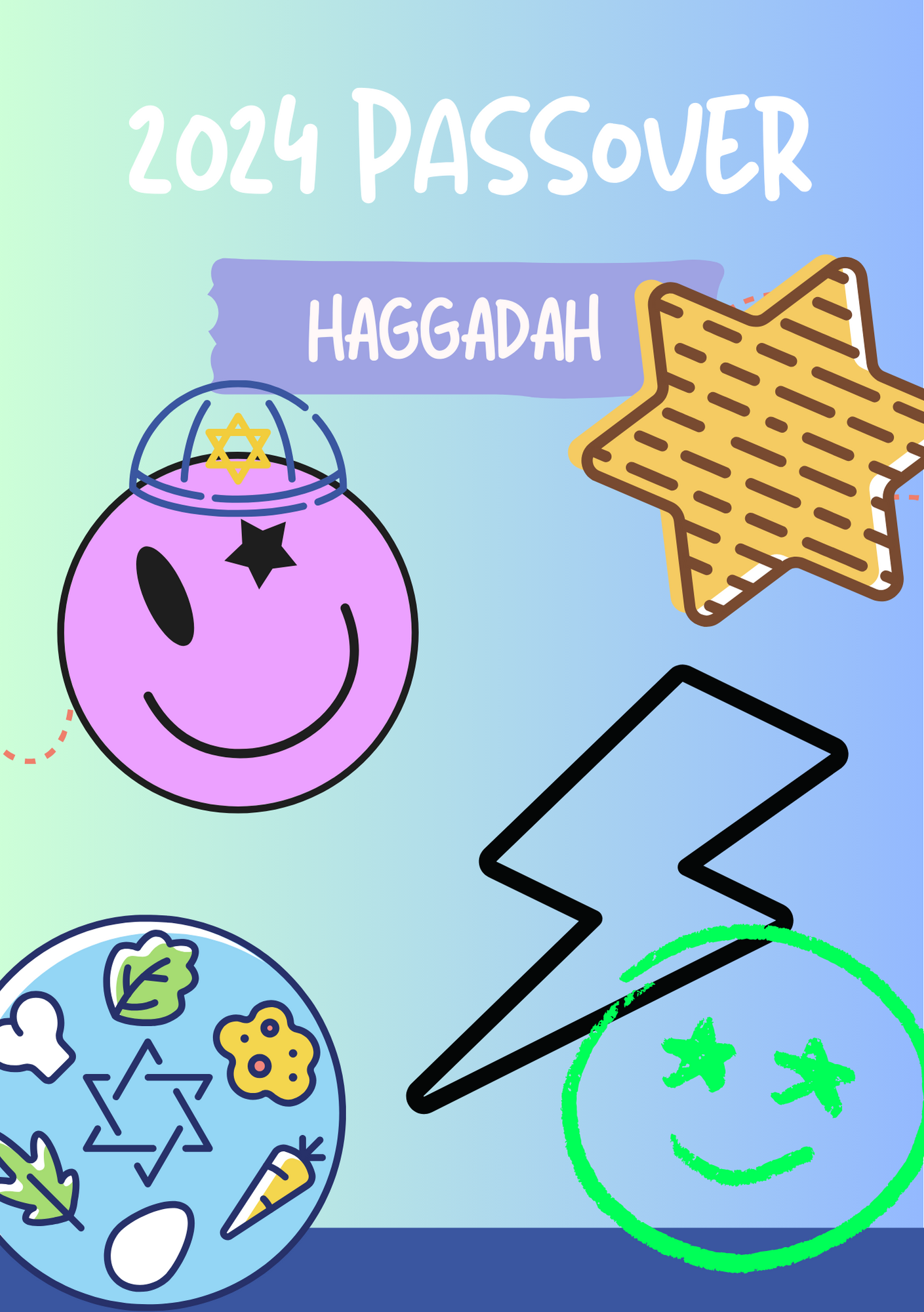 Retro Smiley Kids Passover Haggadah and Activity Book - 12 Pack with Fun, Illustrated Seder Service, Coloring Pages, Word Search, and More for Families and Young Readers.