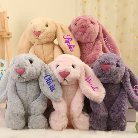40cm Custom Named Embroidered Plush Bunny – Personalized Easter Gift for Kids and Adults