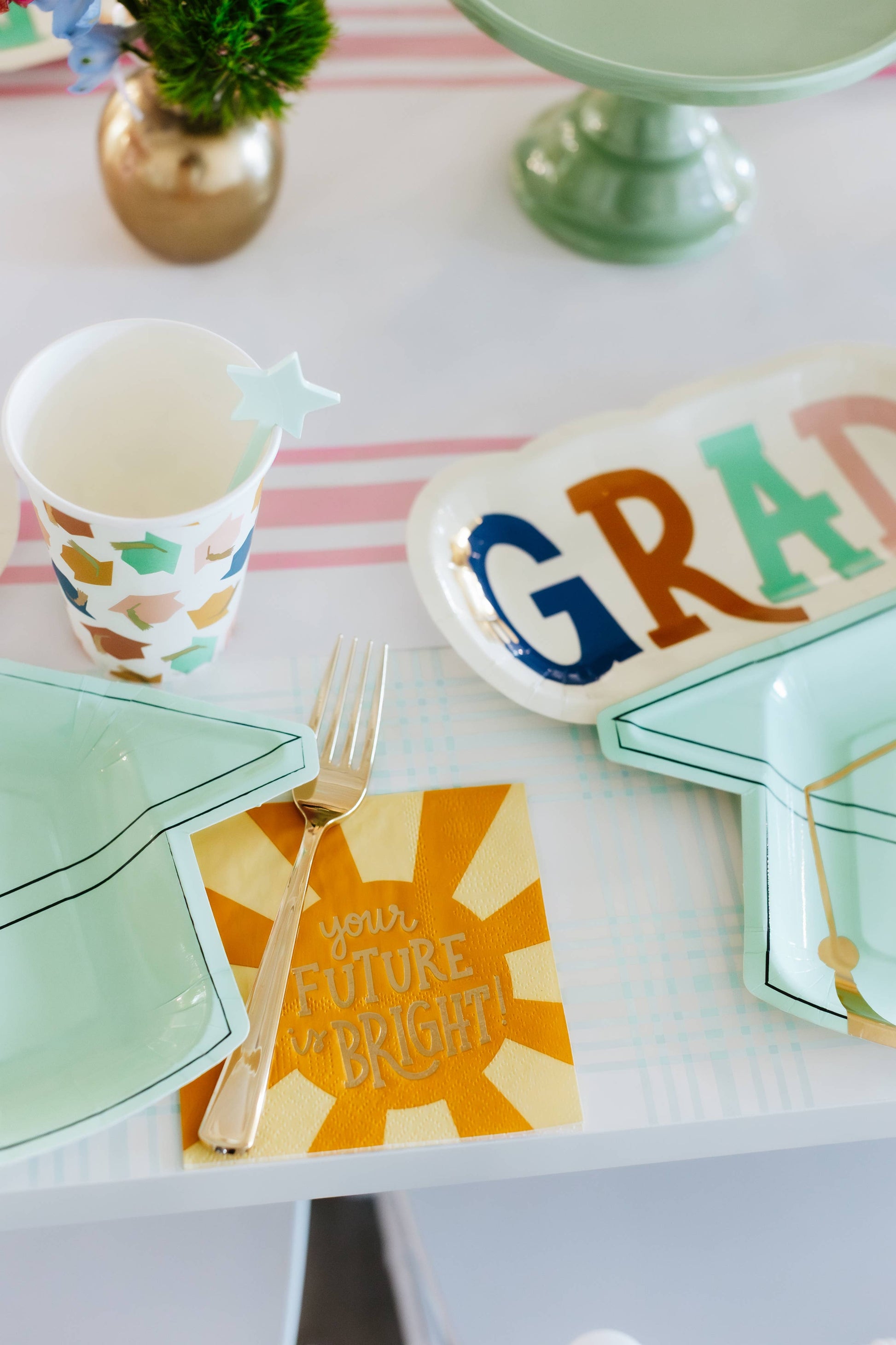 5” x 5” cocktail napkins with gold foil, 18 per pack, 'You Did It' design for graduation parties