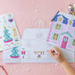 Nutcracker Sticker and Coloring Activity Kit for kids, featuring a nutcracker-themed sticker sheet and 20" x 10" house background for festive crafting and holiday fun.