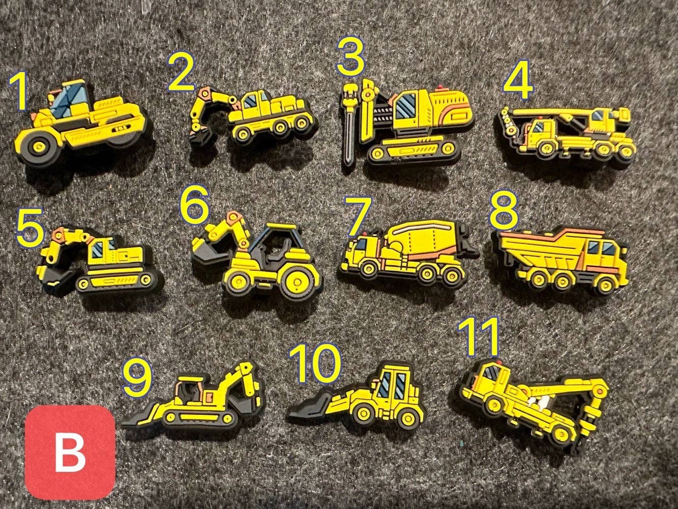 "Dig This" 🚜 Construction Vehicle Croc Charm Set (19-Pack) by JuliesDecal