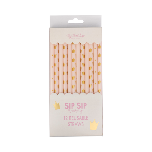 “Sip Sparkle Repeat” 👑 Princess Reusable Straws