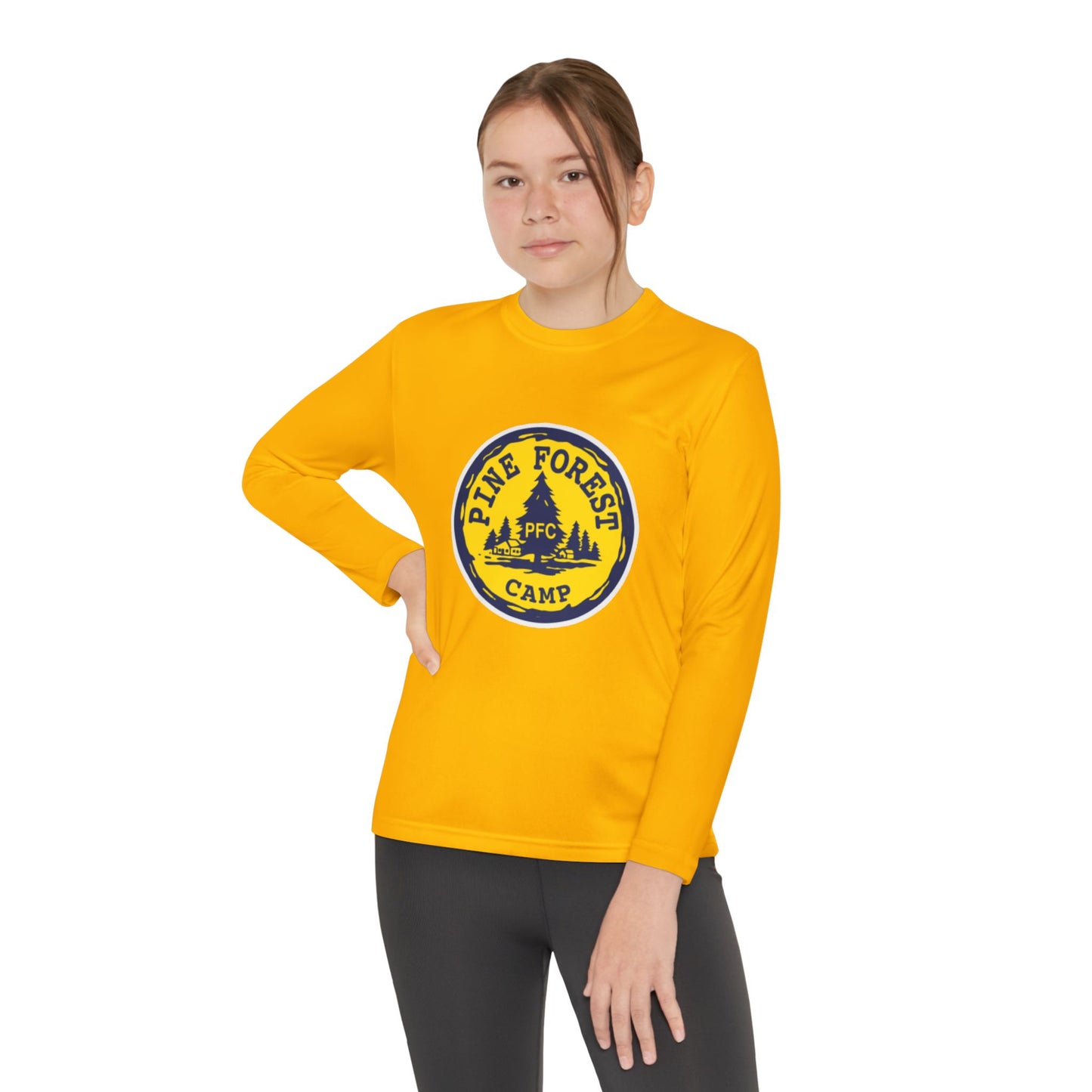 Youth Long Sleeve Tee - Pine Forest Camp Patch Design