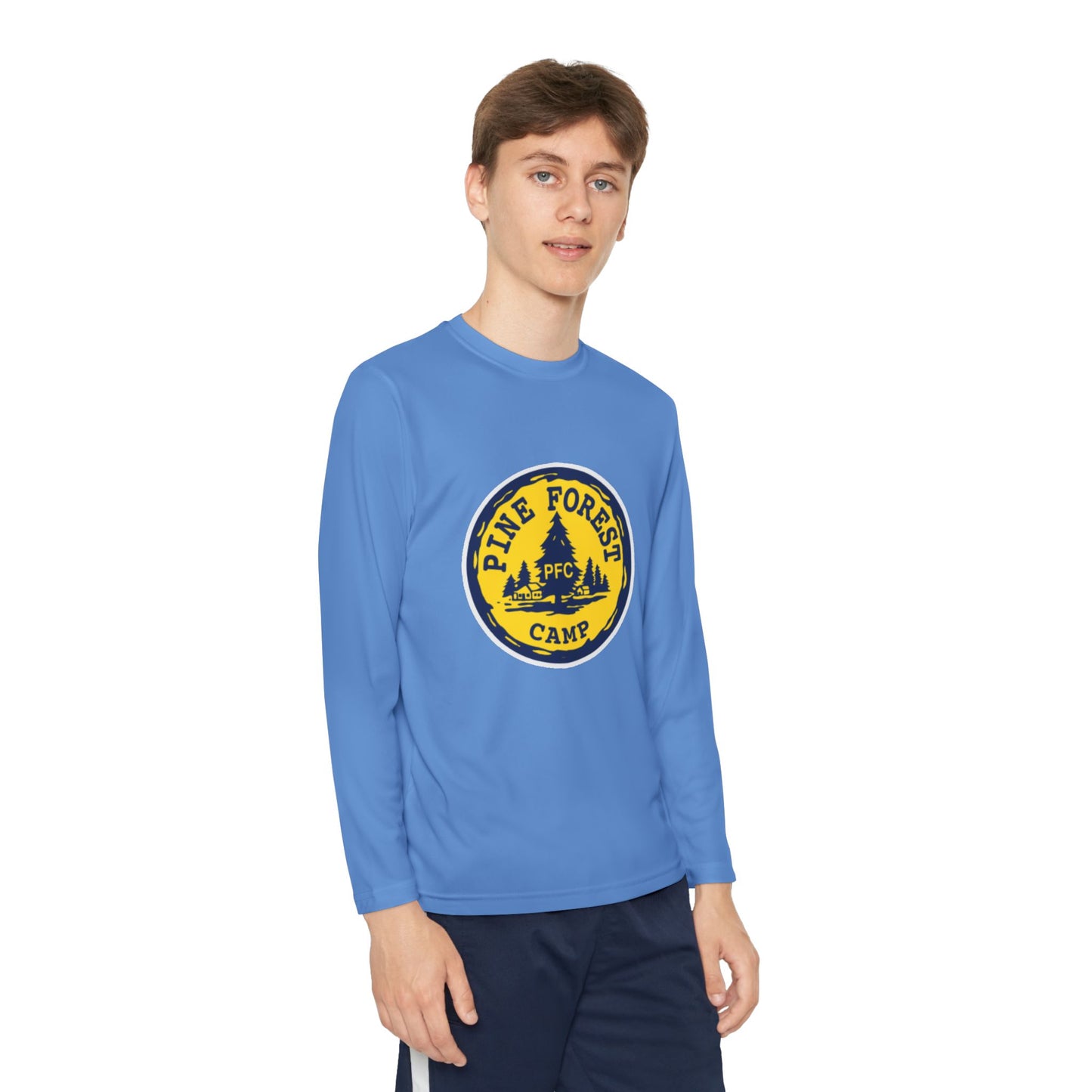 Youth Long Sleeve Tee - Pine Forest Camp Patch Design
