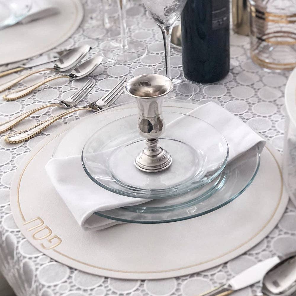 Leatherette Passover Placemats - Set of 4: Gold
