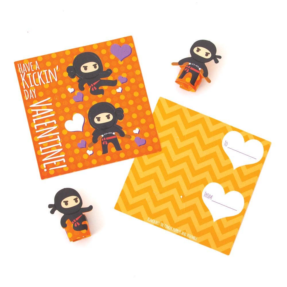 Kids playing with ninja puppet Valentine gifts