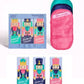Nutcracker Gift Set by Makeup Eraser, featuring three colorful nutcracker-themed packaging designs. Includes reusable pink and teal makeup remover cloths with a soft, plush texture. Perfect for the holiday season, skincare gifts, or sustainable beauty enthusiasts.