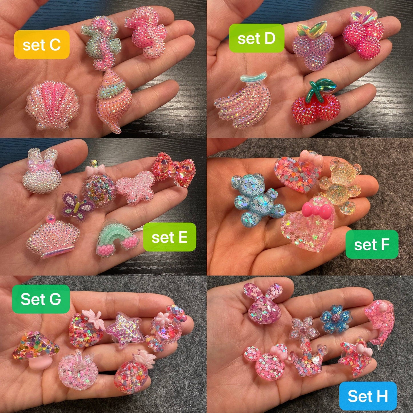 "Bling Bling Bling" ✨ Aurora Glitter Resin Croc Charm Set (17-Pack) by JuliesDecal