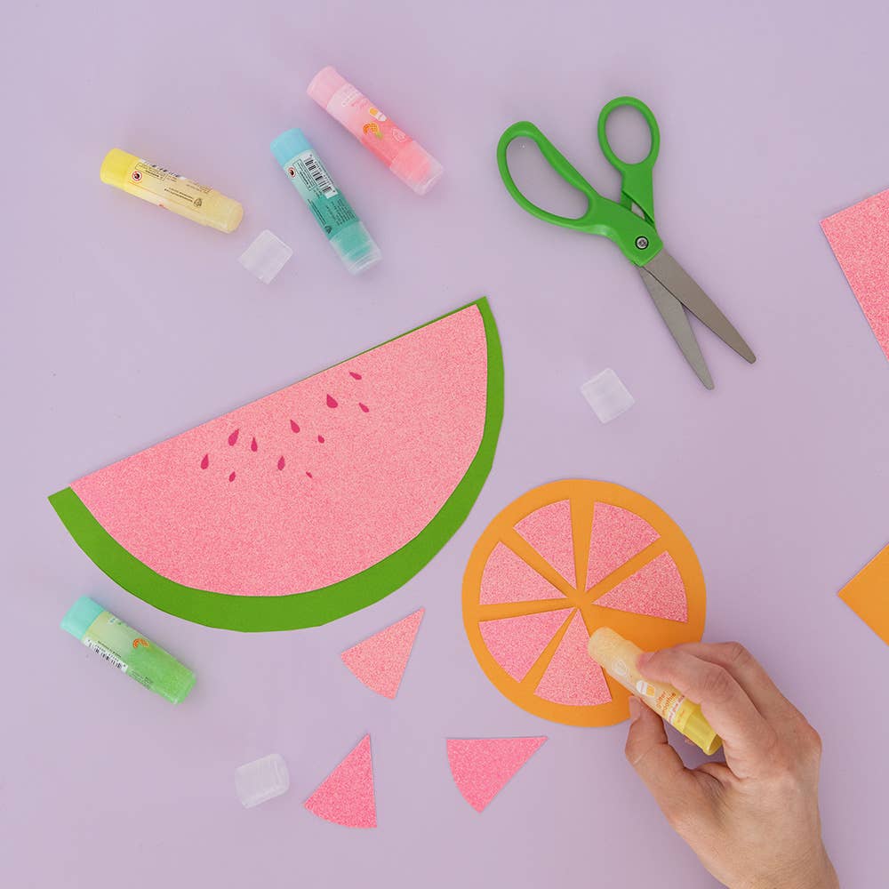 Glitter glue sticks in four colors for crafts