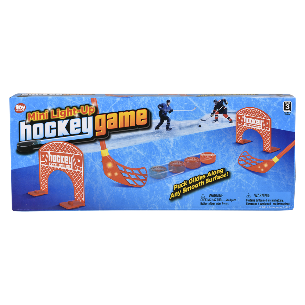 Indoor hockey toy for playrooms and basements