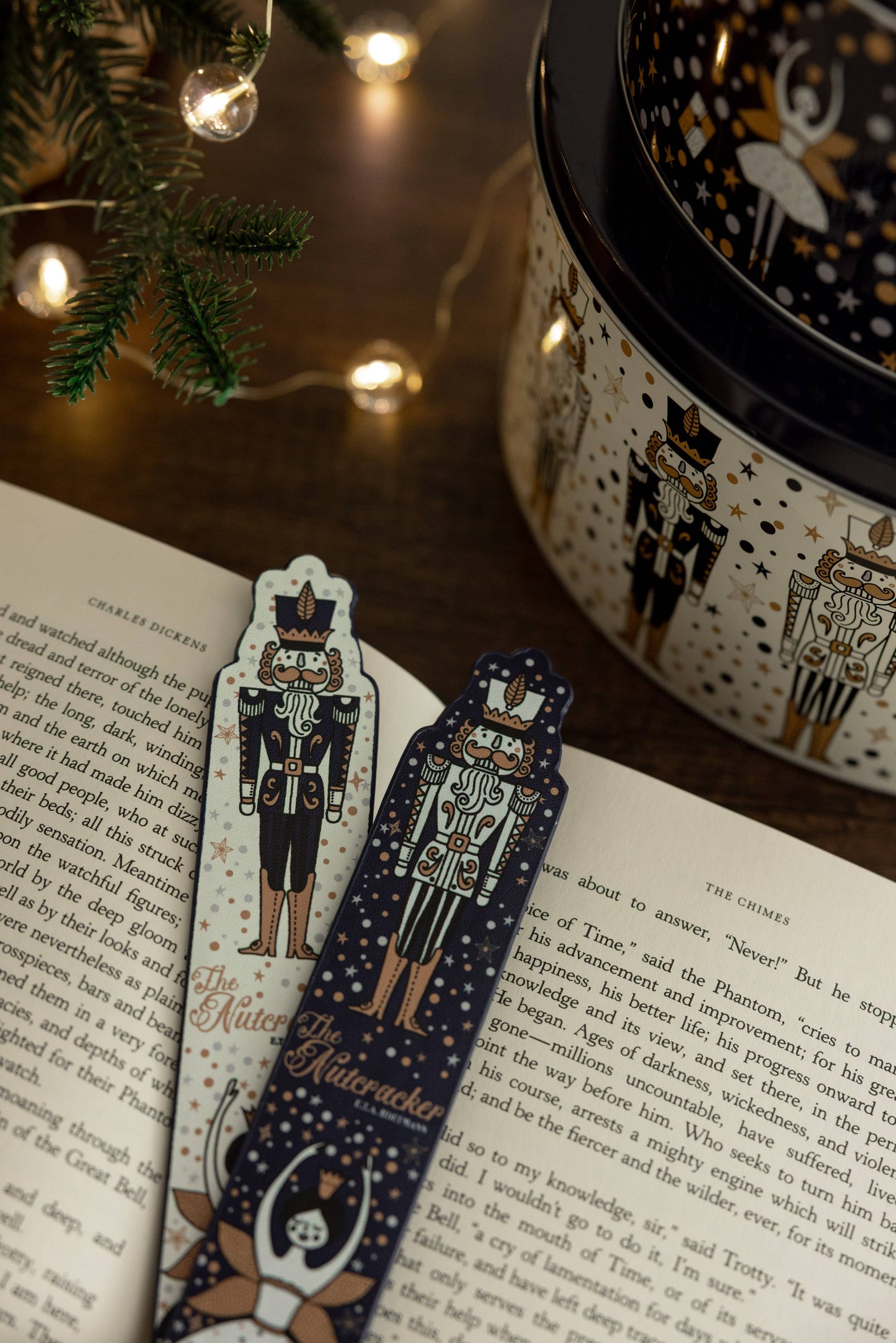 Nutcracker-themed faux leather bookmark for book lovers