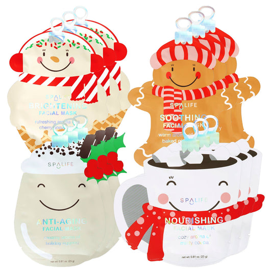“Merry and Masked 🎅 Holiday Facial Sheet Mask Assorted Skincare Masks (12 Pack) by My Spa Life