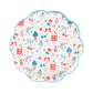 Set of 8 colorful 9-inch paper plates with ice cream and patriotic summer icons