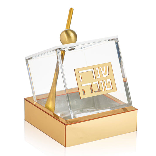 “Drip Responsibly” 🍯 Tilted Lucite Honey Dish with Gold Base by Waterdale Collection
