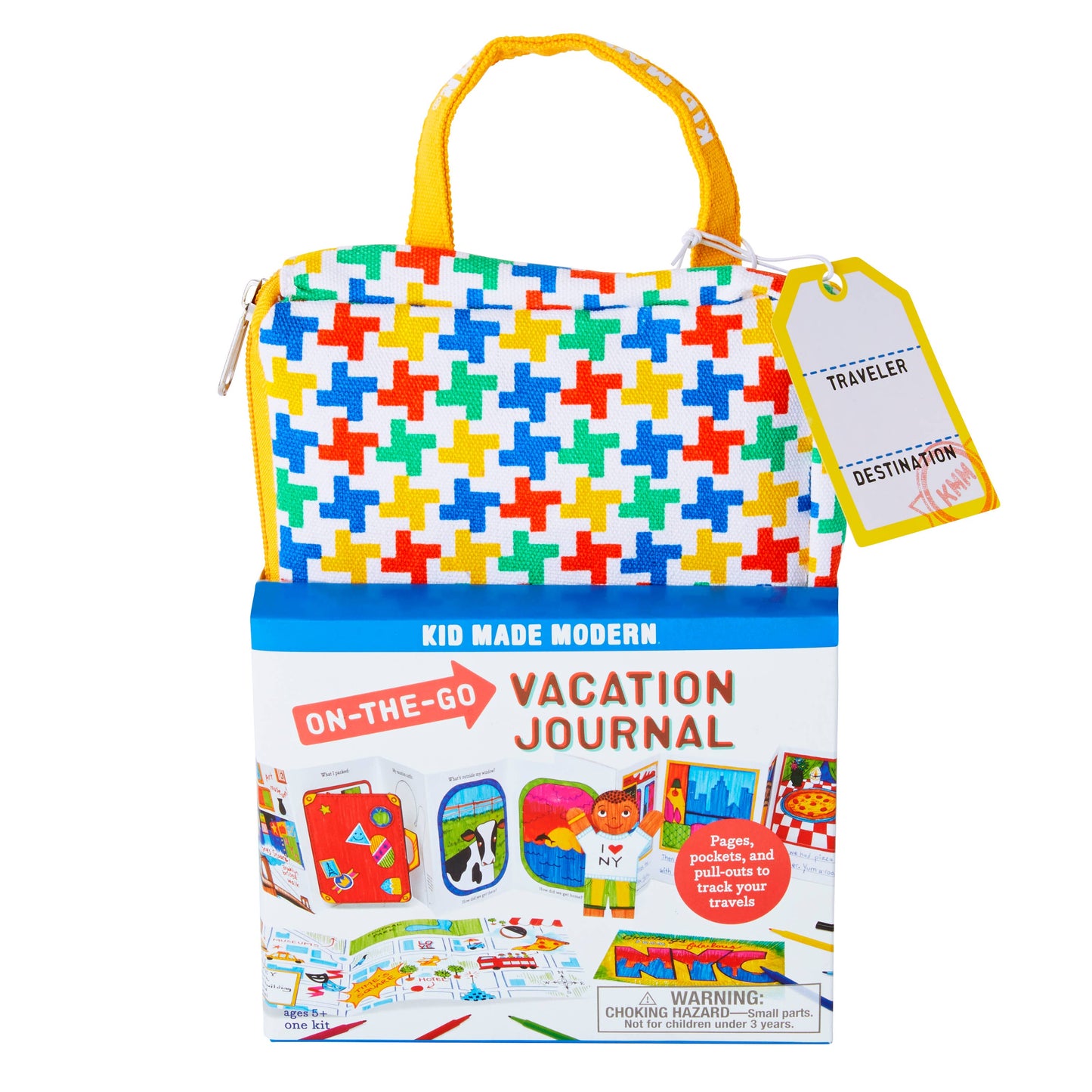 Kids travel journal and coloring kit with markers and zippered case