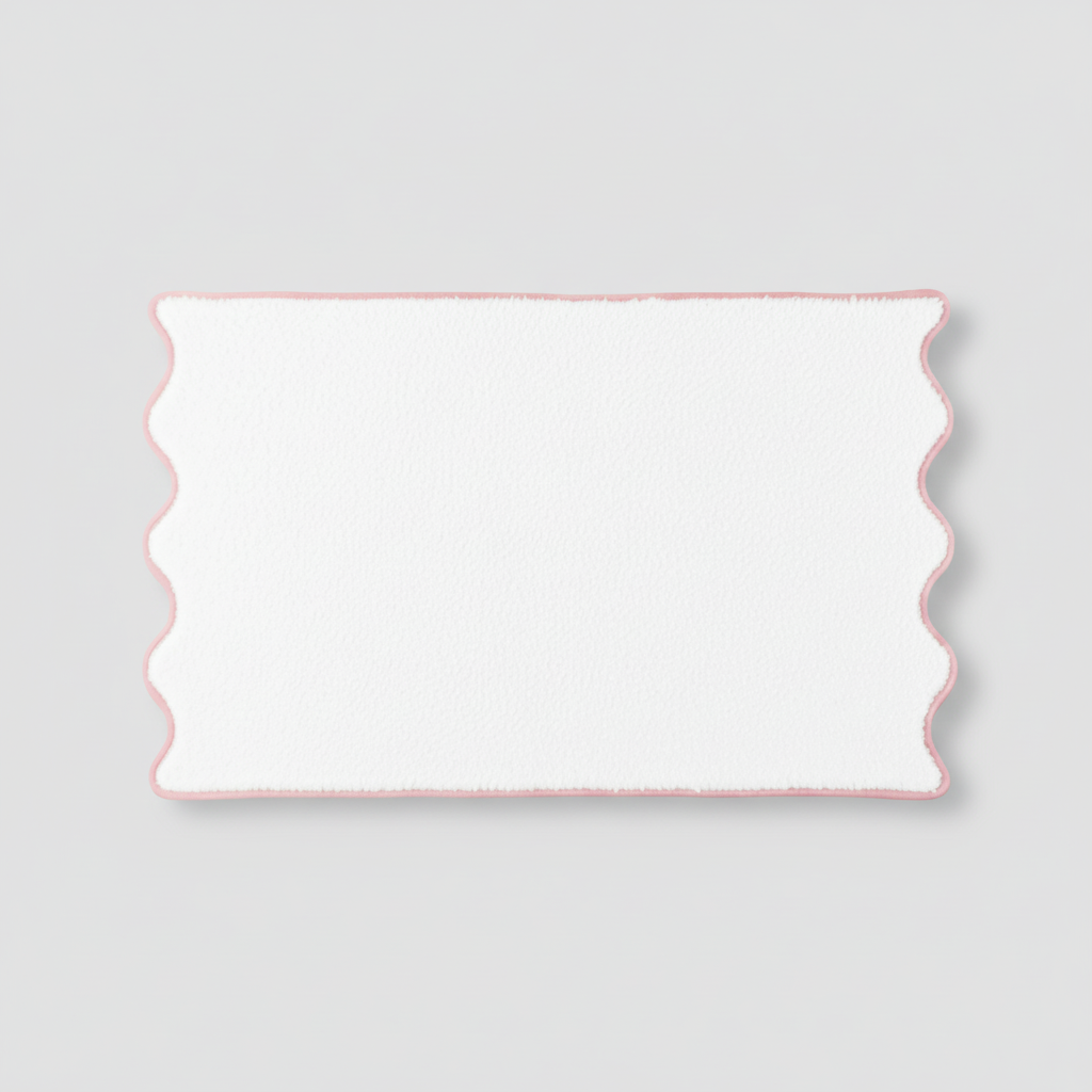 "Little Luxuries" 🤍 Scallop Pink-Piping Washcloth Set (10-Piece) by Lotus Linen