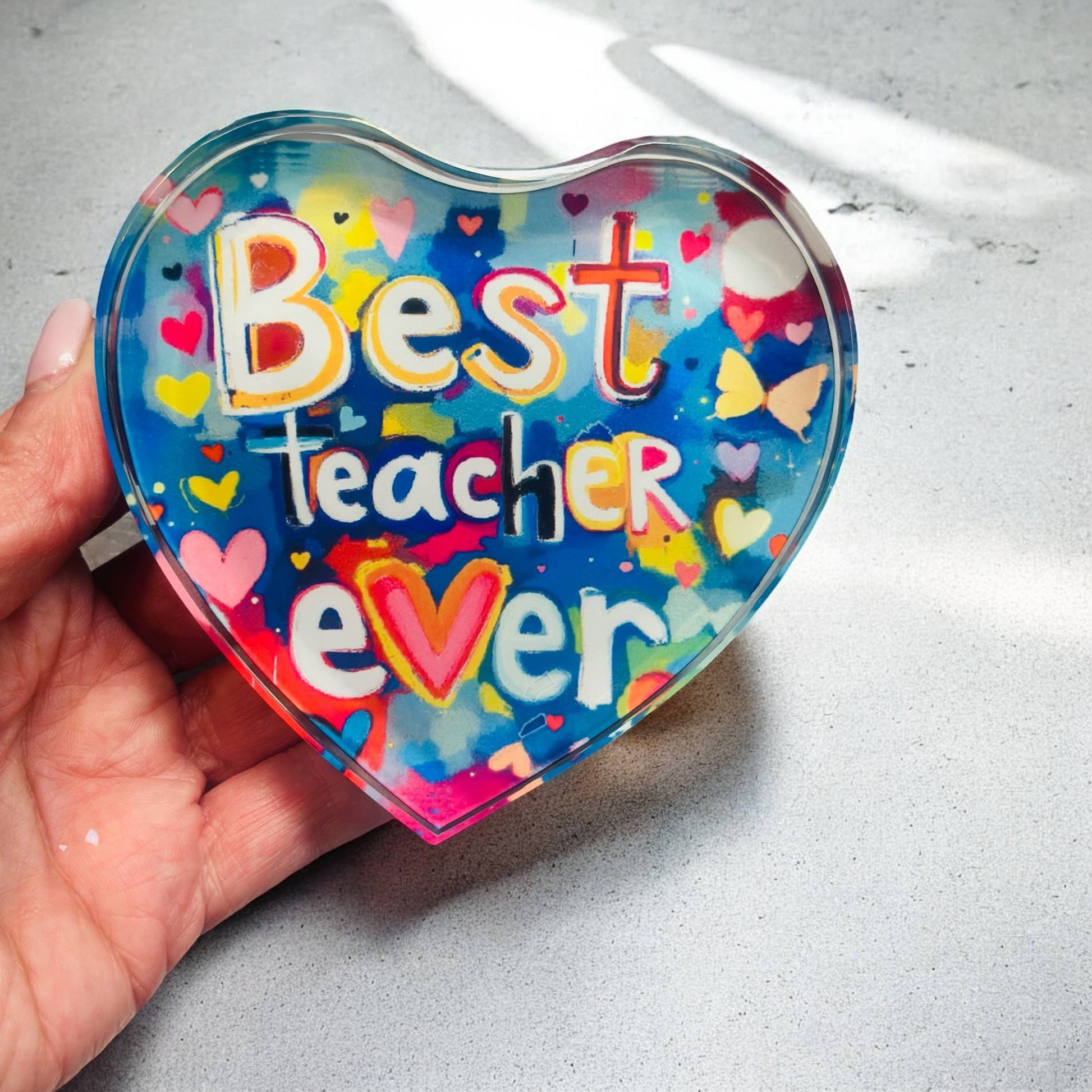 Crystal #1 Teacher paperweight 4.2”x4”, sturdy and stylish gift for educators & mentors.