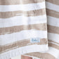 Close-up of 100% cotton blue striped towel texture