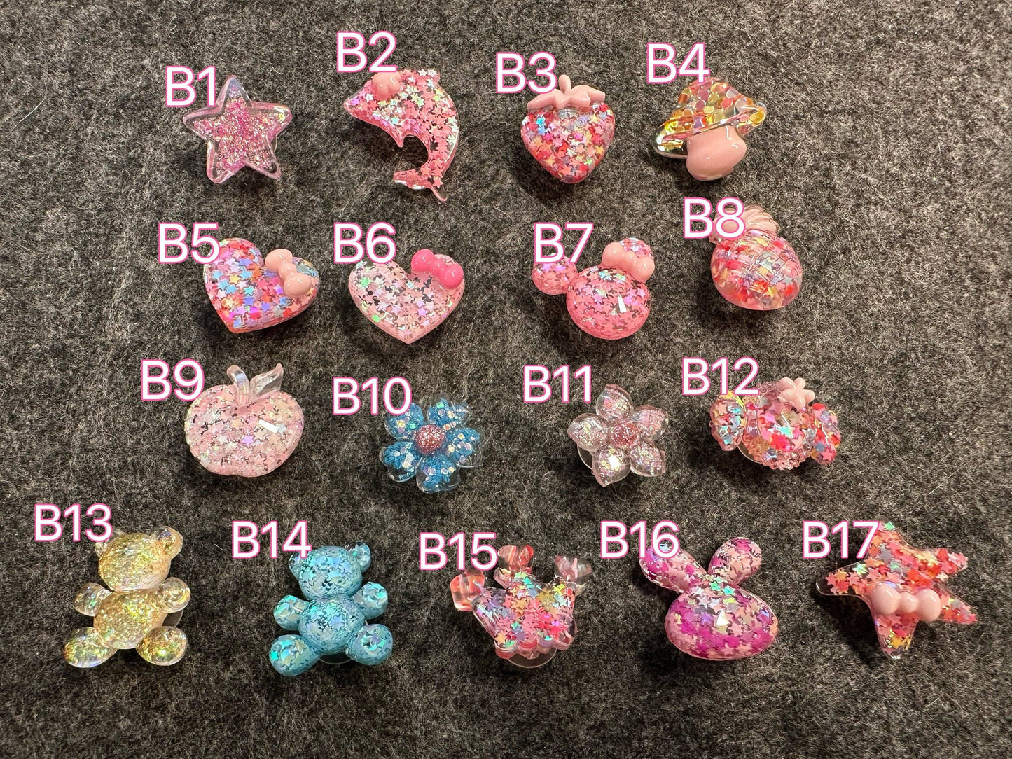 "Bling Bling Bling" ✨ Aurora Glitter Resin Croc Charm Set (17-Pack) by JuliesDecal