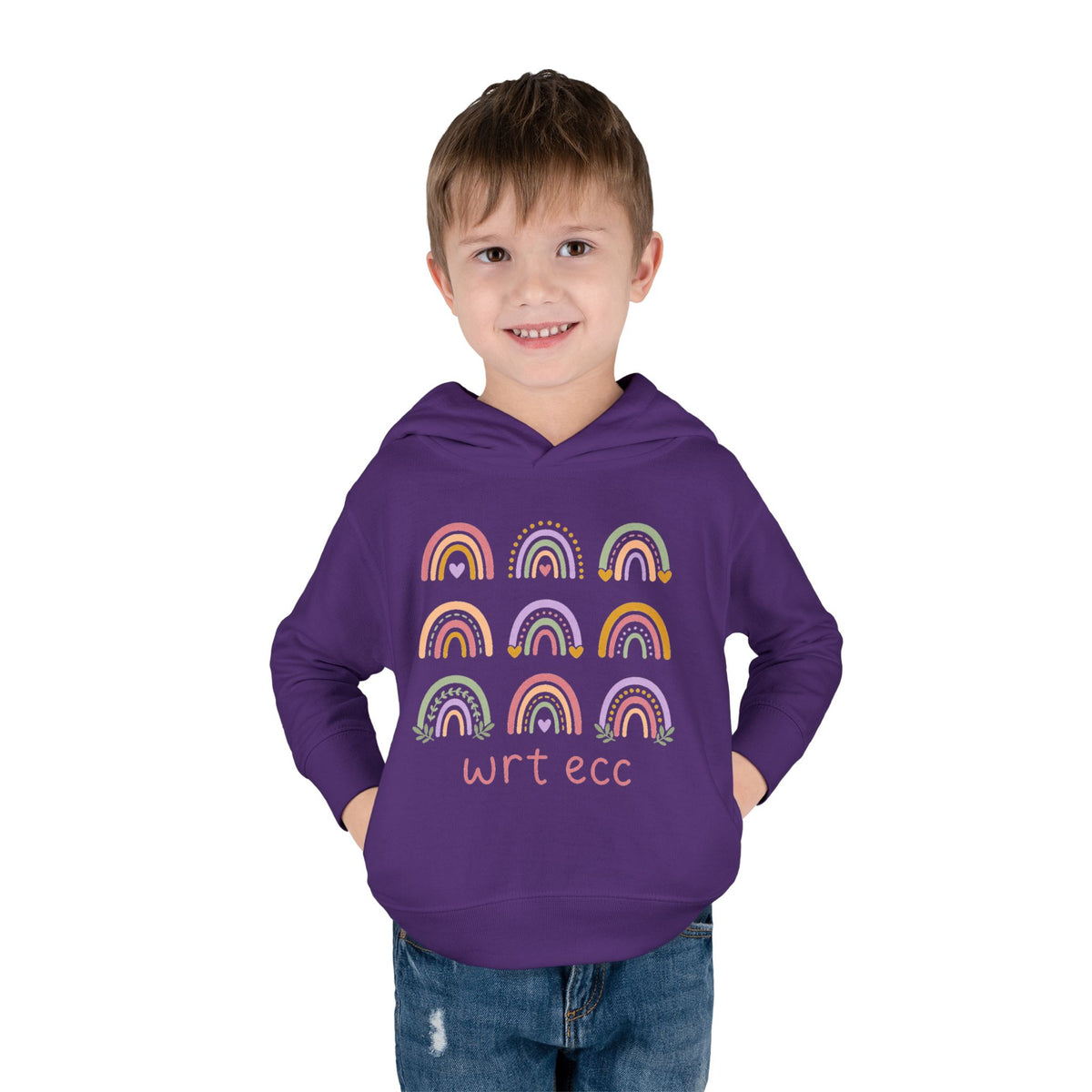 “Chasing Rainbows” 🌈 Boho Rainbow Grid WRT ECC Toddler Hoodie by CGO