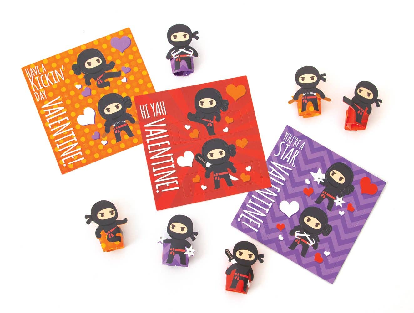 Non candy Valentine ninja themed set