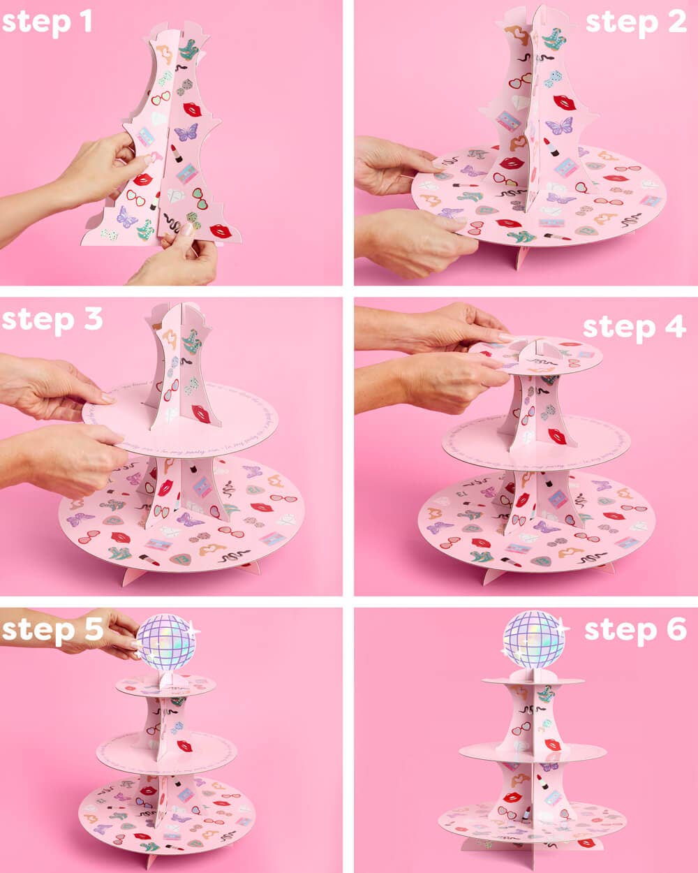 “Party Era” 💋 Cupcake Tower - 3 tiered display, dessert stand by xo, fetti
