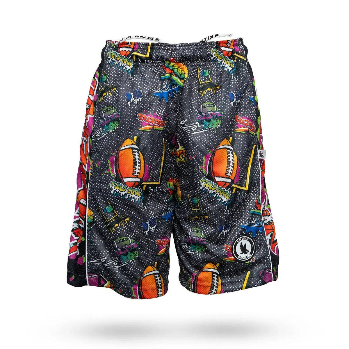 "Fourth & Graffiti" 🏈 Boys Football Print Mesh Shorts by Flow Society