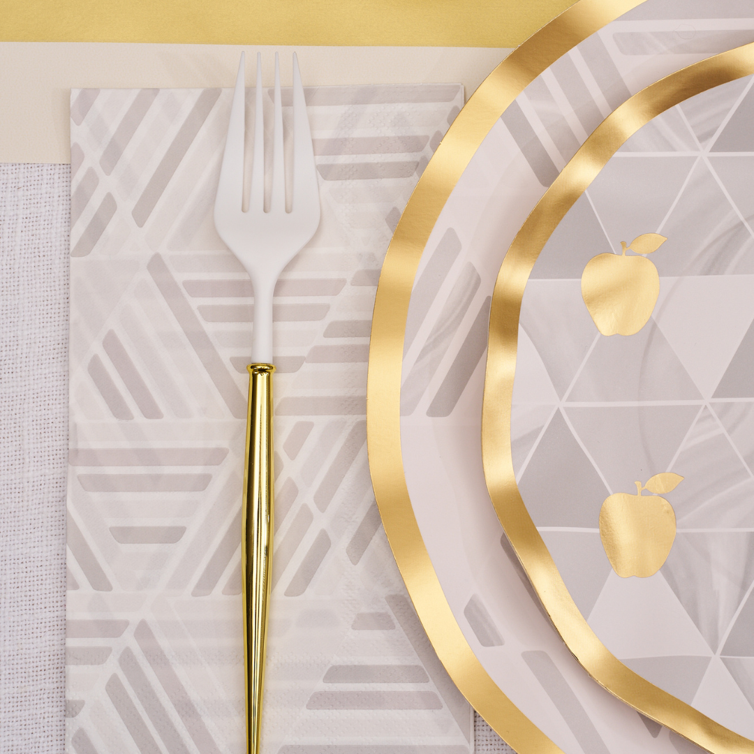 Disposable napkins with gold metallic detail