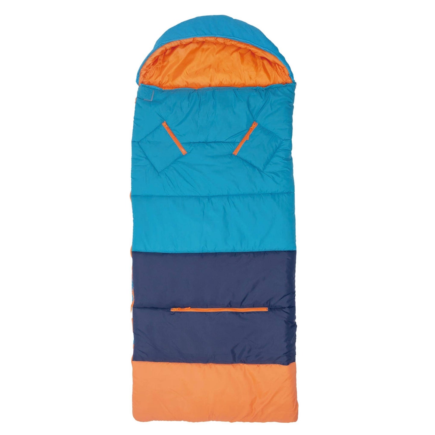 "Pack & Snooze" 🎒 Mimish Sleep-N-Pack Sleeping Bag — Enamel Blue, Persimmon & Navy (Big Kid)