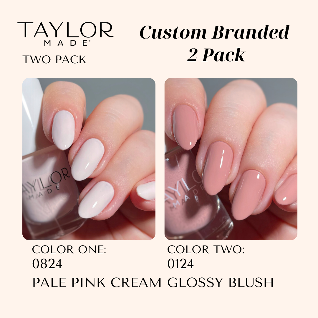 Custom Nail Polish: 2 Pack Long-wearing + Vegan + Non-toxic: 0224 Glossy Fuschia / 1424 Royal Blue Gloss with Hint of Shimmer