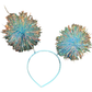Color war tinsel pom headbands – cute camp accessory, summer 2025, five colors