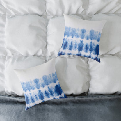 Ombre Blue Tie Dye Pillow made from durable poly canvas, featuring a unique tie dye design in shades of blue. Available in various sizes to add a splash of color and style to your home decor. Perfect for cozy relaxation.