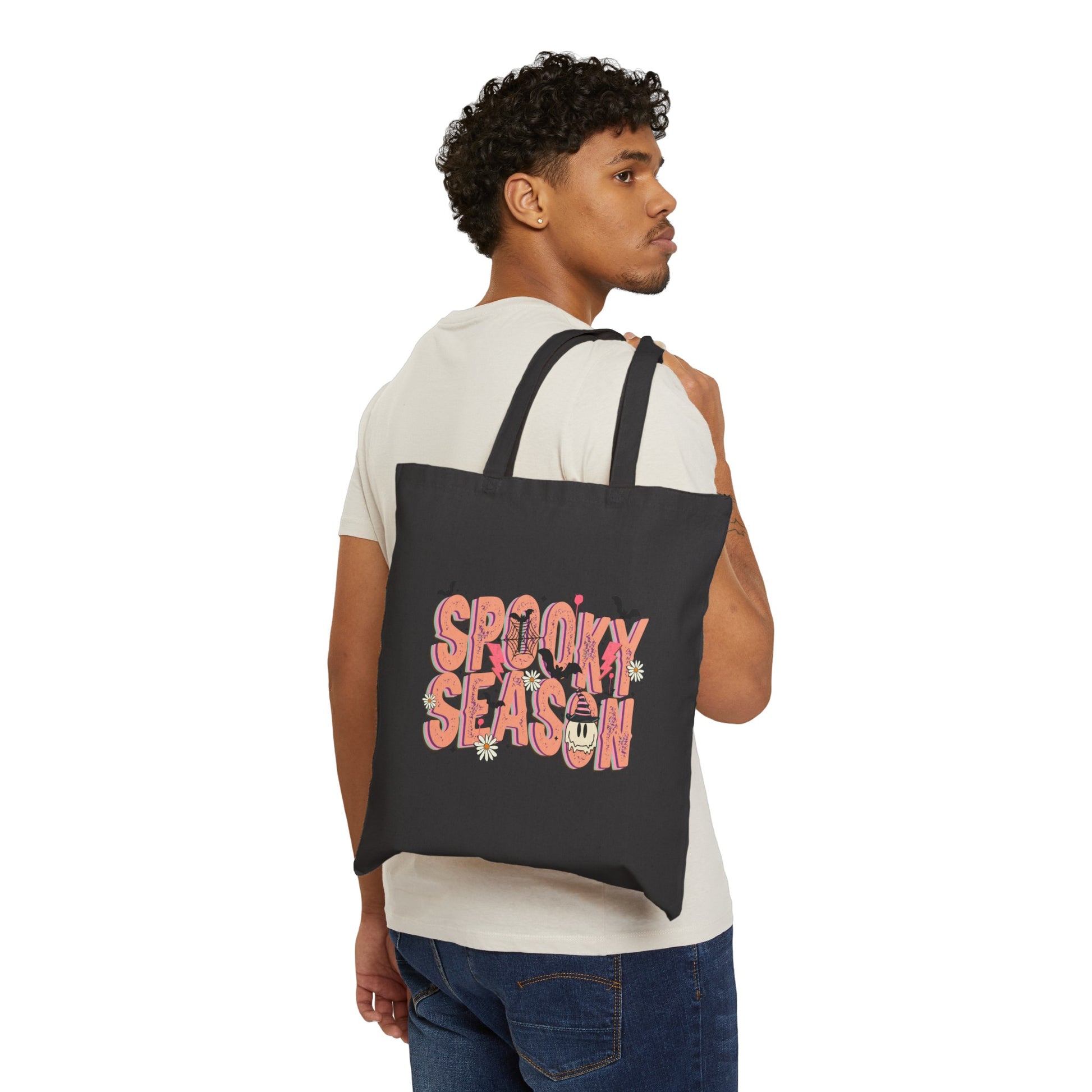 Celebrate the spooky season with our Spooktober Trick or Treat Tote Bag, perfect for all ages! Made from strong, durable cotton canvas fabric, this cute Halloween bag features extra long 20” shoulder handles and is available in natural or black.
