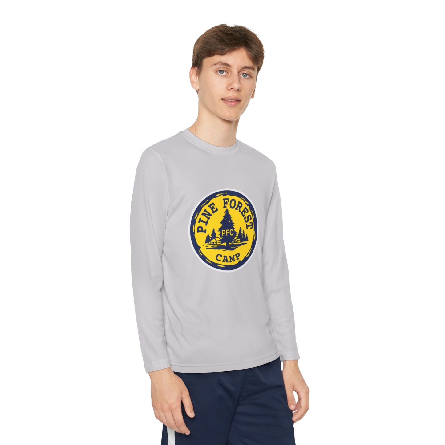 Youth Long Sleeve Tee - Pine Forest Camp Patch Design