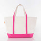 Preppy classic boat tote with zip closure, durable cotton, perfect for school or work carryall