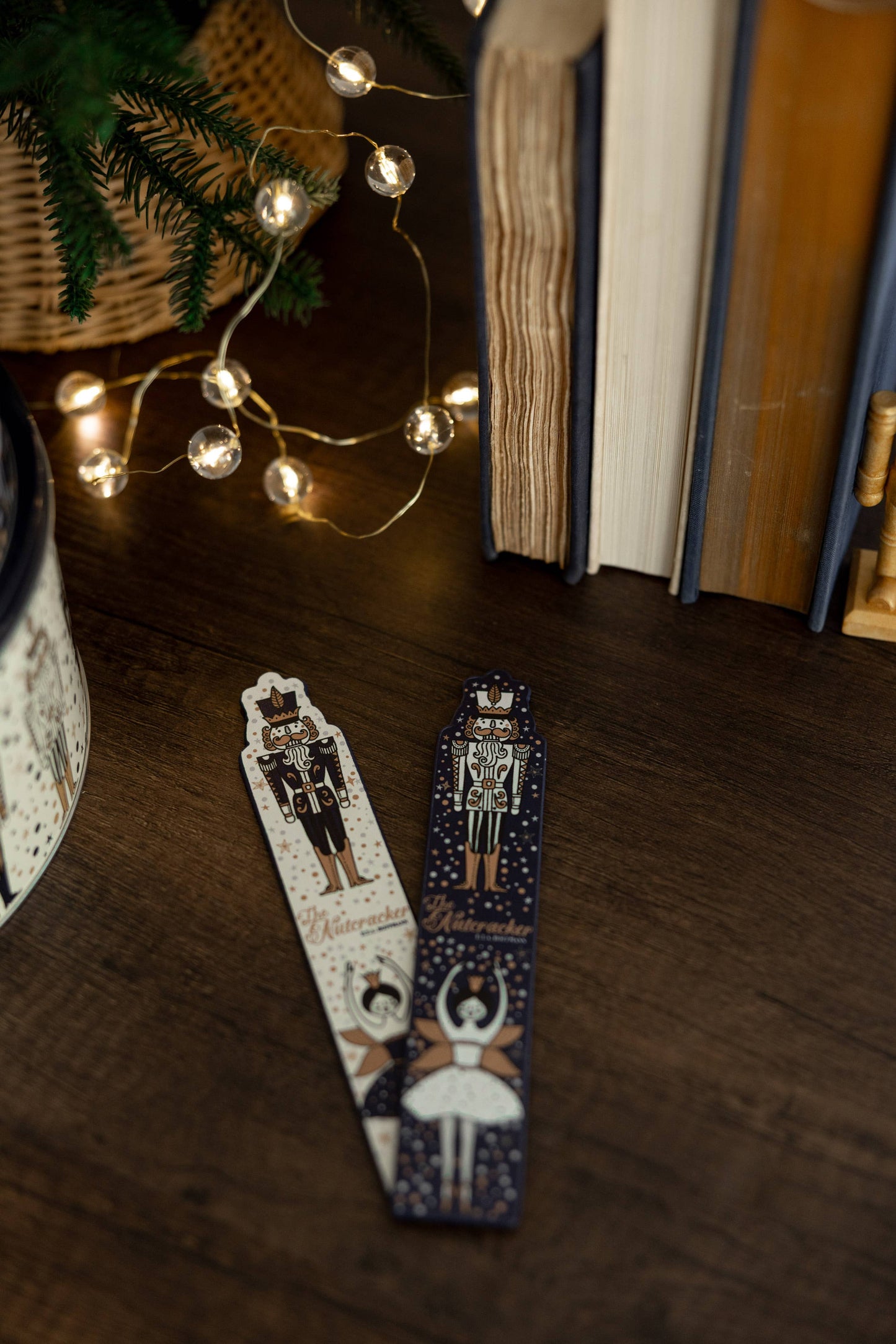Festive holiday faux leather bookmark with Nutcracker design